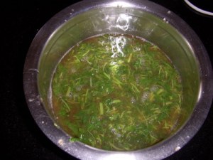 Tamarind water and spinach